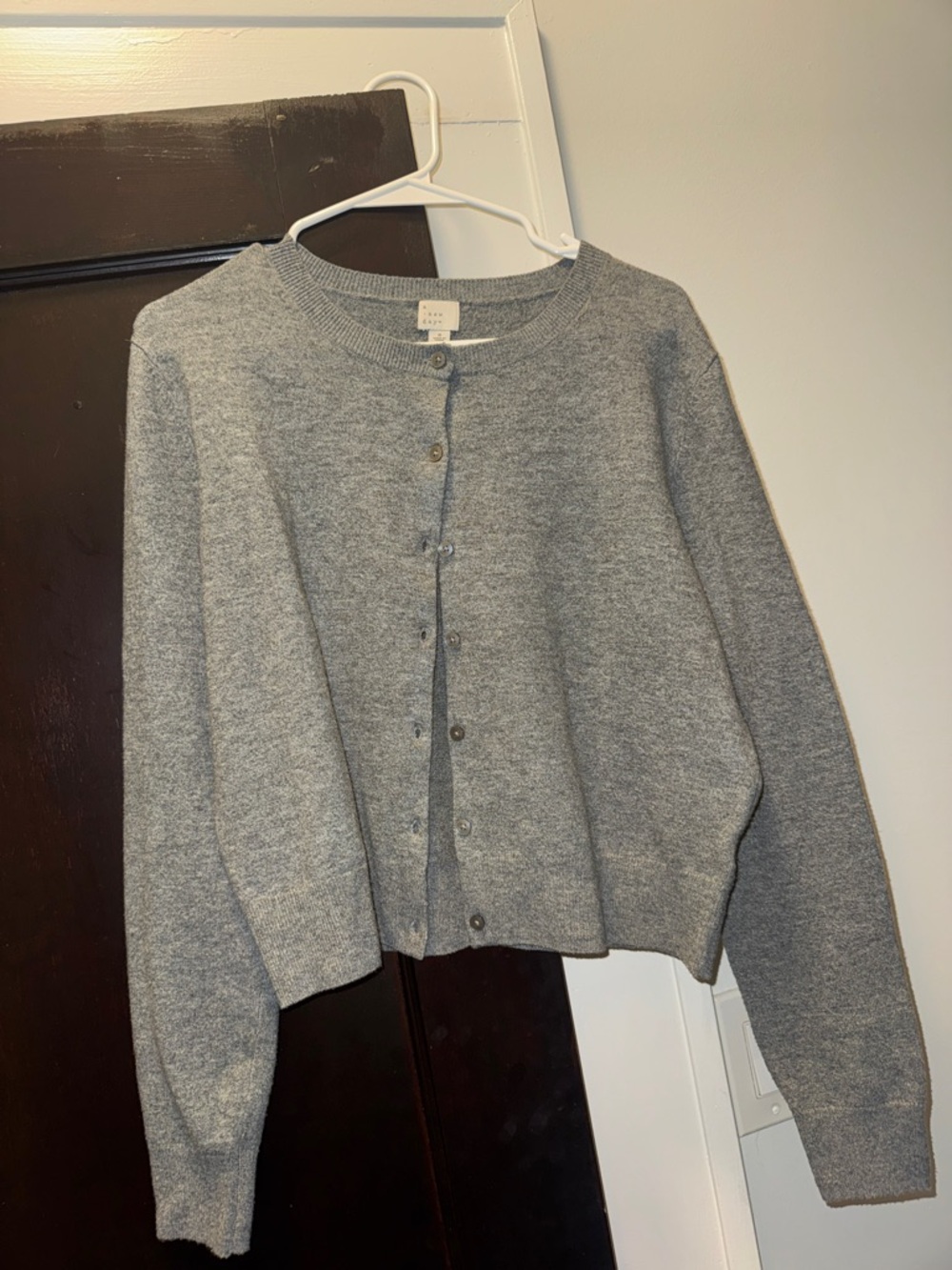 a new day Gray Button-Front Crewneck Cardigan